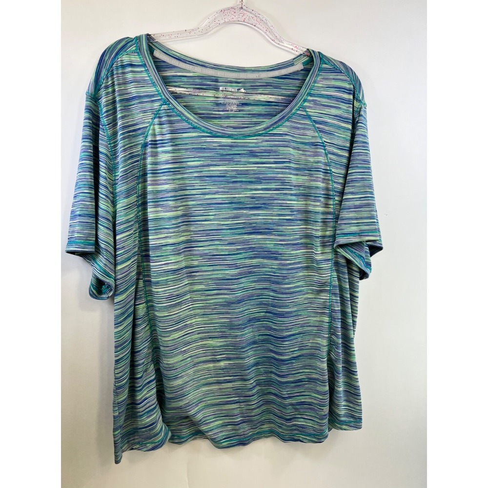 Reel Legends Shirt Women's Size 2X Green Multicolor Keep It Cool Short Sleeve